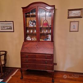 Vetrinetta d'antiquariato con scrittoio e cassetti