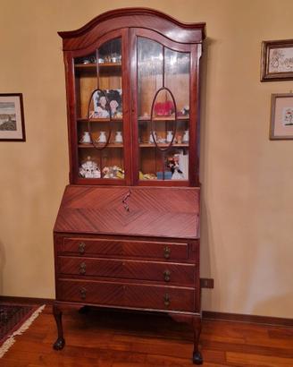 Vetrinetta d'antiquariato con scrittoio e cassetti