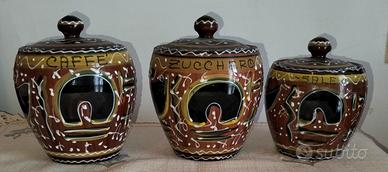 Tris vintage da cucina in ceramica L.V. Deruta '70