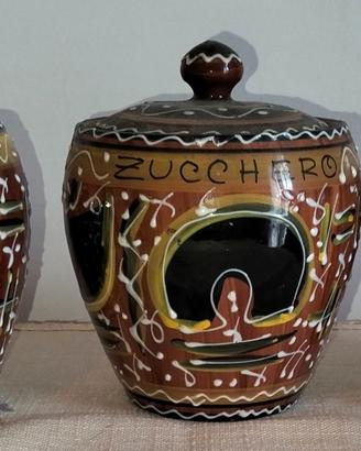 Tris vintage da cucina in ceramica L.V. Deruta '70