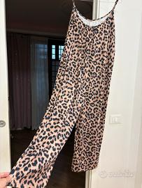 Tuta intera leopardata gamba larga spalline reg