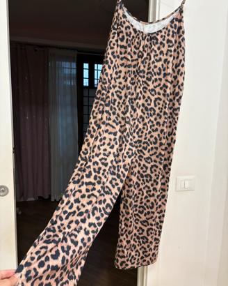 Tuta intera leopardata gamba larga spalline reg