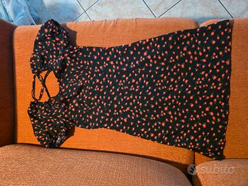 Abito corto estivo leggero nero floreale tg.XS 