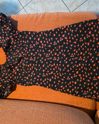 Abito corto estivo leggero nero floreale tg.XS 