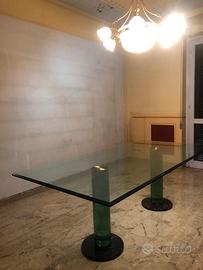 Tavolo rettangolare in cristallo con colonne