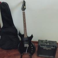 chitarra elettrica Stagg Warlock con amplificatore