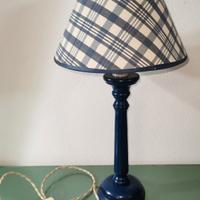 LAMPADA Abat-jour In Legno Blu Vintage, 