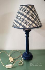 LAMPADA Abat-jour In Legno Blu Vintage, 