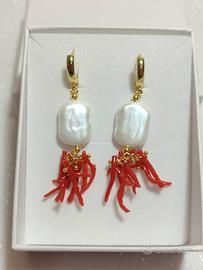 orecchini con coralli e perle scaramazze