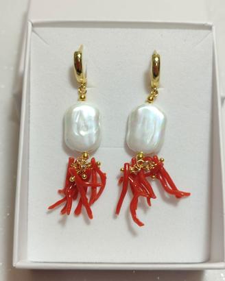orecchini con coralli e perle scaramazze