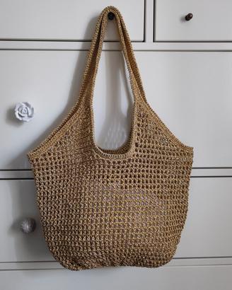 Borsa rete uncinetto oro lurex