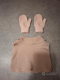 Set guanti e scaldacollo taglia unica bambina rosa