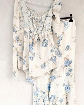 Completo donna con gonna, tg M, floreale, boho Y2K