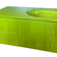 mobile bagno sospeso in cristallo verde