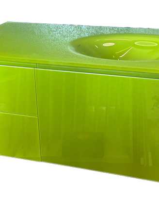 mobile bagno sospeso in cristallo verde