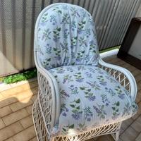 Poltrona vimini bianca con 2 cuscini