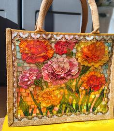 borsa in iuta decorata a mano