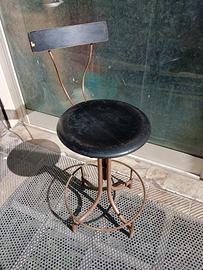 Sedia Sgabello industriale anni 40
