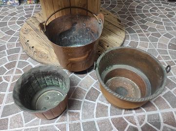 lotto paioli rame vintage