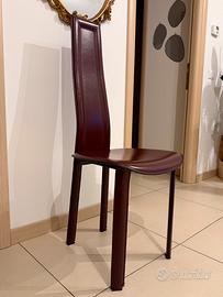 Sedie in cuoio bordeaux