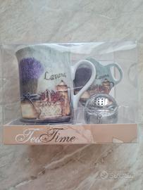 Tisaniera con piattino e filtro