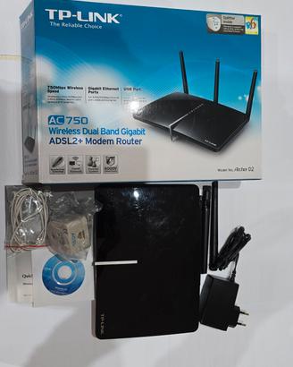Modem Router TP-Link AC750 model Archer D2 ADSL 2+