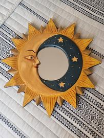 specchio sole luna in legno cm 29