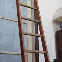 Vecchia scala in legno da libreria 283cm x 41cm