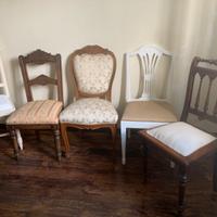 Sedie antiche legno massello rifoderate