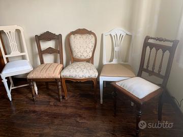 Sedie antiche legno massello rifoderate