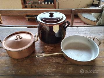 Pentola coccio e padelle rame