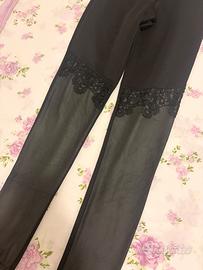 Leggins ecopelle e pizzo