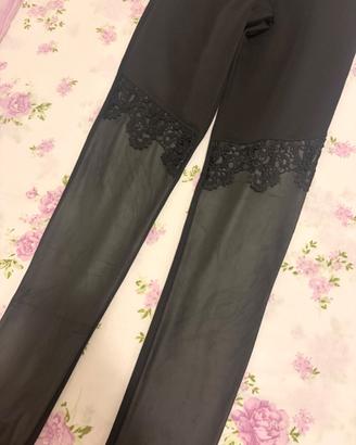 Leggins ecopelle e pizzo