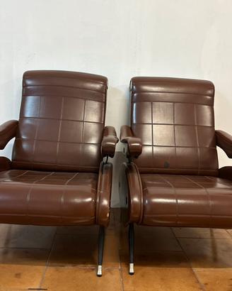 Coppia Poltrona Modernariato Anni 50 Reclinabili
