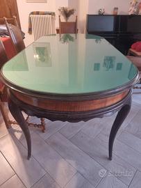 tavolo vintage con 8 sedie artigianali