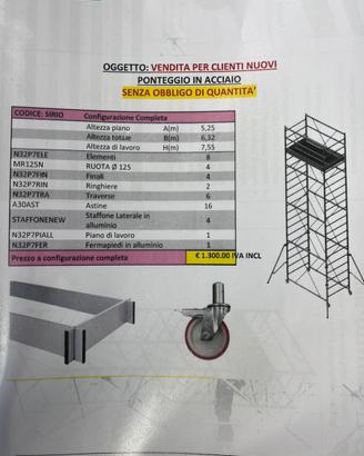 Trabattello acciaio 6,30 mt