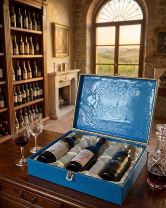 Lotto 3 Bottiglie Vino Vintage con Cofanetto