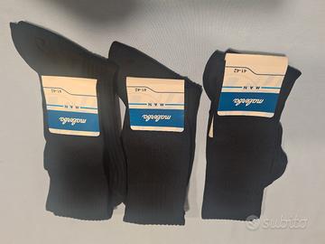 Lotto 3 paia calze uomo lunghe cotone blu 41/42