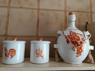 set damigiana e barattoli in ceramica 
