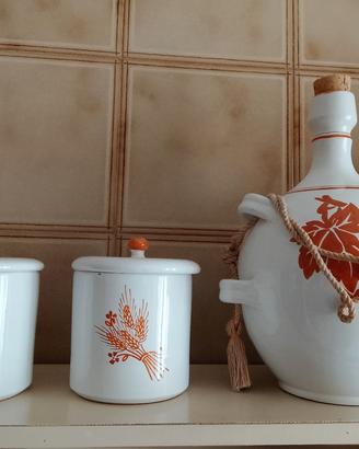 set damigiana e barattoli in ceramica 
