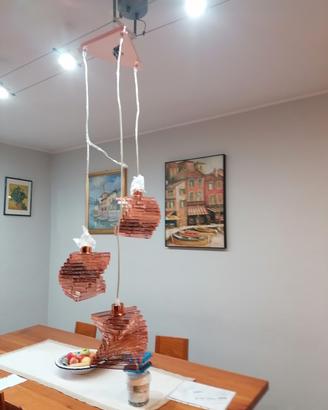 Lampadario 3 luci ramato