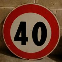 CARTELLO STRADALE ORIGINALE DIVIETO 40 KM /ORARI