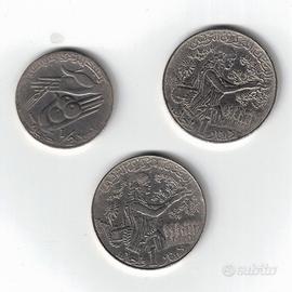 Lotto 3 Monete, Tunisia, Mezzo e 1 Dinaro