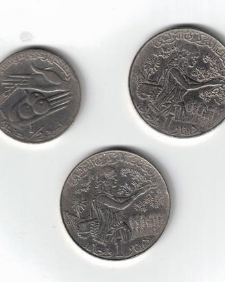 Lotto 3 Monete, Tunisia, Mezzo e 1 Dinaro