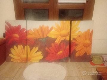 quadro a pannelli tema fiori