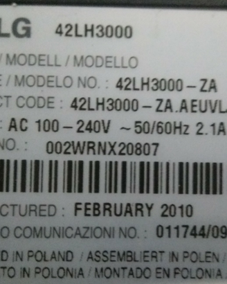 TV LG LH3000 ricambi