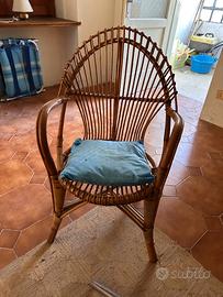 Tavolo e poltrone in vimini vintage