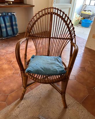 Tavolo e poltrone in vimini vintage