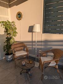 Coppia di  poltroncine vimini con cuscino 