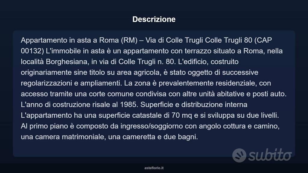 Appartamento – Roma, Borghesiana - Altro